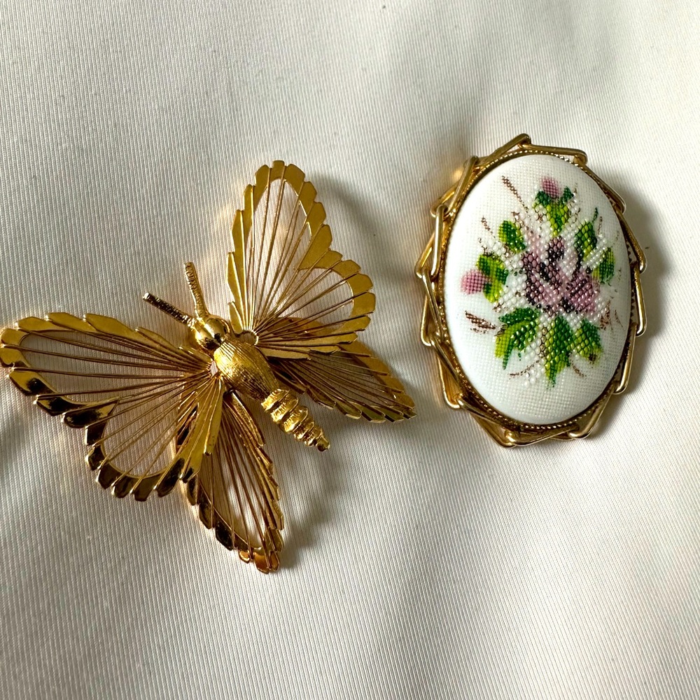 Vintage Monet Butterfly and Floral Clip Brooches 💐🦋